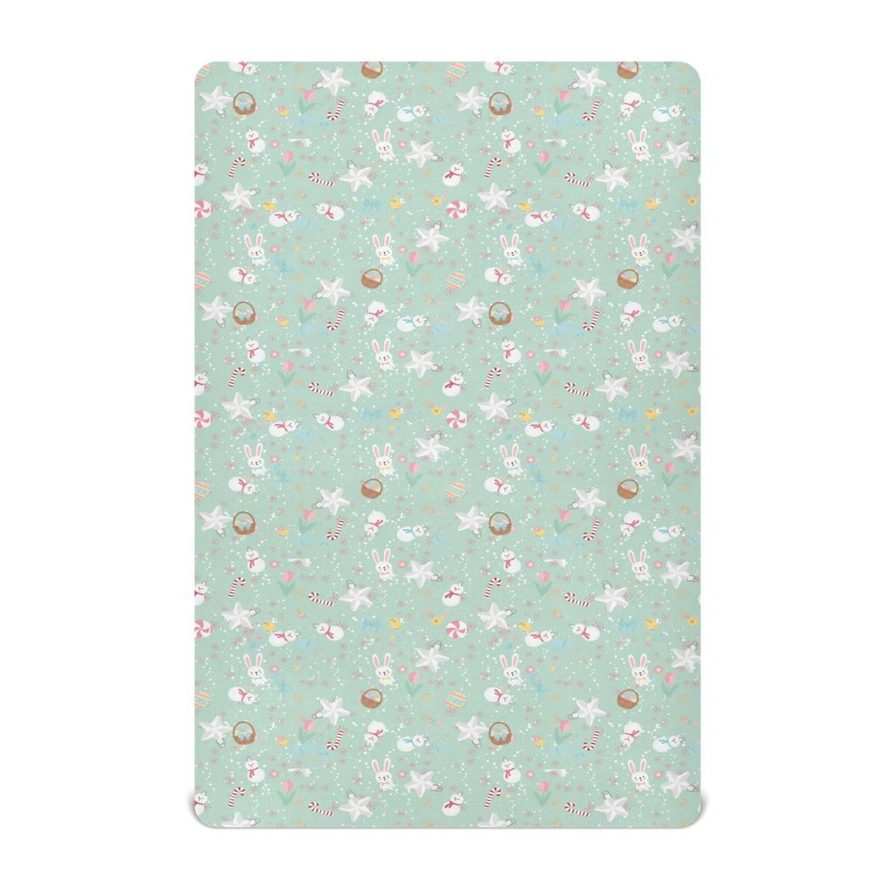 Easter and Winter Fusion Pattern Baby Crib Mattress Sheets 27 x 39In Soft Stretchy Kids Girls Muslin Crib Sheet for Baby Bedding