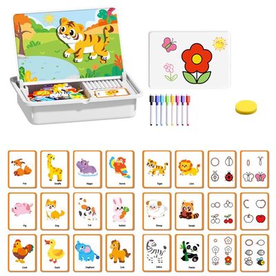 Magnetic Puzzles Face Dress Up Travel Game Double Side Preschool Educational Learning Toy for Kids, 2026 New Creative Educational Magnetic Book with Write Board for Toddlers 3-6 (#06)