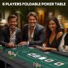 GCCSJ Folding Poker Table - 72" Portable Poker Table8 Player Texas Holdem Blackjack Table with 8 Cup Holders Oval Cushion Poker Table Top for Casinos/Home view 2
