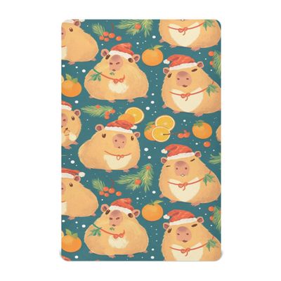 Cartoon Cute Capibara with Xmas Hat Orange Baby Mini Crib Sheet 27 x 39In Soft Stretchy Toddler Girls Pack n Play Sheets for Travel