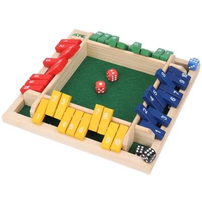 Aoaoy Shut The Box Game, Wooden Dice Board Game, 2-4 Player Family Wooden Board Table Math Games with 8 Dices for Home Party