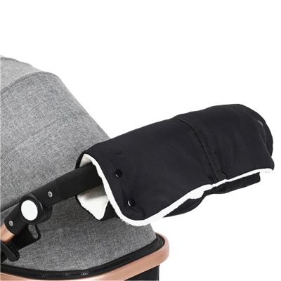 2pair Winter Warm Baby Stroller Gloves Thickened Hand Protection Frostproof Windproof Snowproof Scarf(Black1)