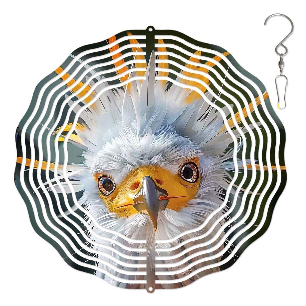10-Inch Metal Wind Spinner 3D Secretary Bird Wind Spinner, Unique Metal Hanging Kinetic Wind Sculpture Ornament Gifts for Women Yard Art Garden Patio Lawn Indoor Outdoor Decor