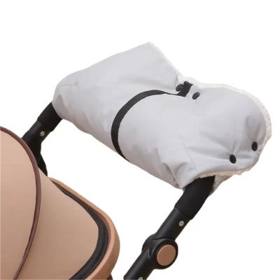 2pair Winter Pram Hand Muff Baby Carriage Pushchair Warm Fur Fleece Cover Wind Waterproof Cart Glove Stroller Accessories(Gray)