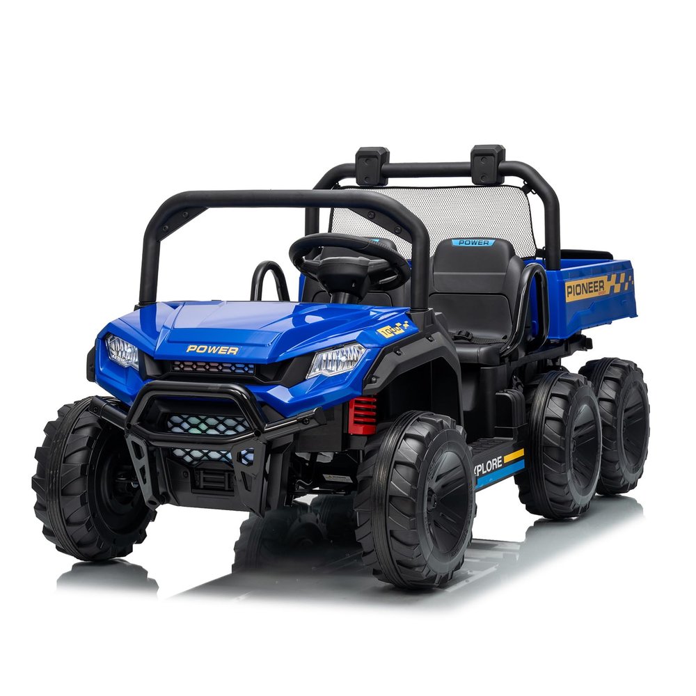 24V 4WD Electric Ride-on Dump Truck for Kids, 2-Seater with Parental Remote Control, 3 Speeds, All-Terrain Off-Road Toy Car for Boys Girls, Blue