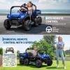 24V 4WD Electric Ride-on Dump Truck for Kids, 2-Seater with Parental Remote Control, 3 Speeds, All-Terrain Off-Road Toy Car for Boys Girls, Blue view 4
