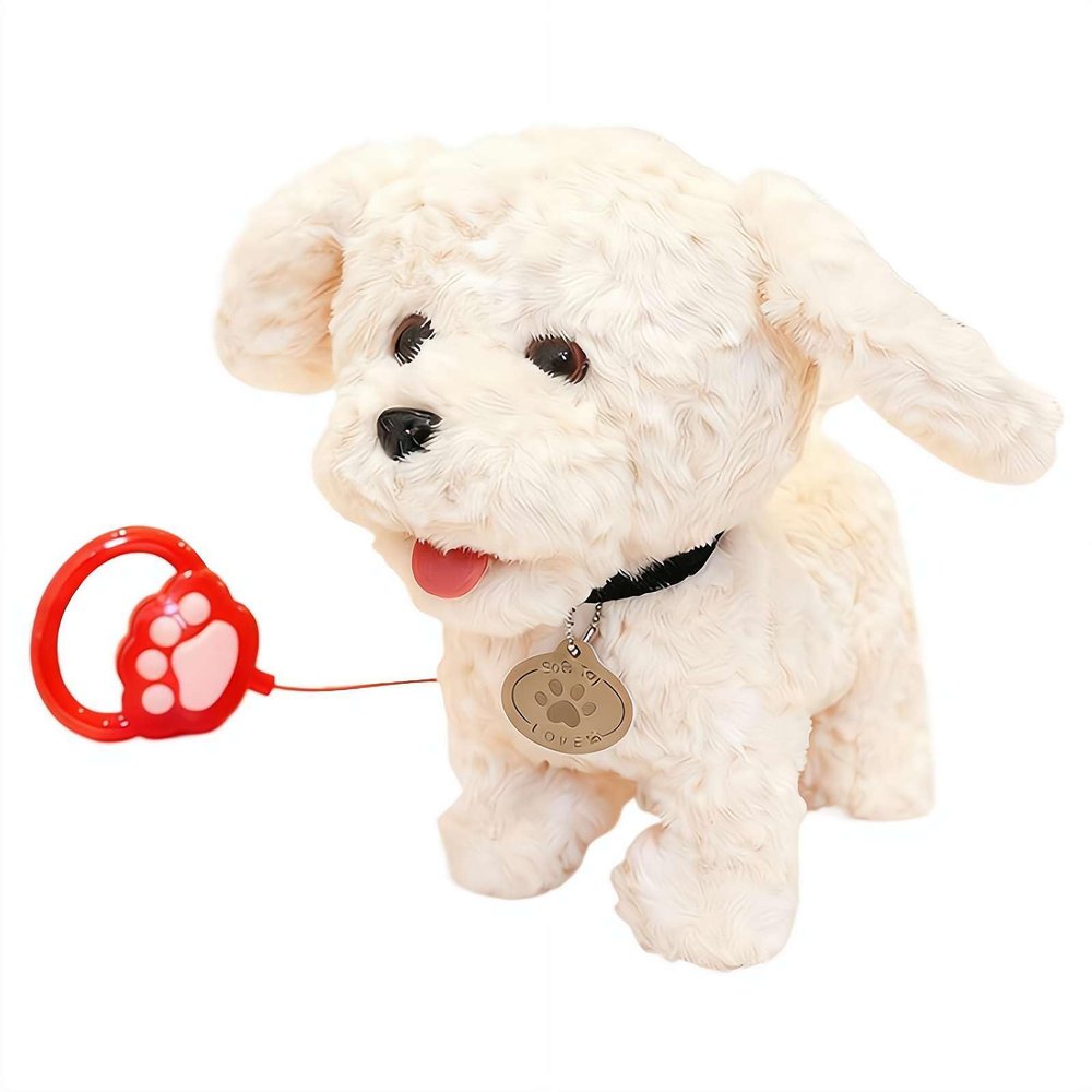 2026 Hopping Dog Interactive Electronic Plush Puppy Toy - Realistic Puppy with Touch Sensing, Voice Mimic, Lifelike Sounds, Tongue & Licking Motion, Leash Remote