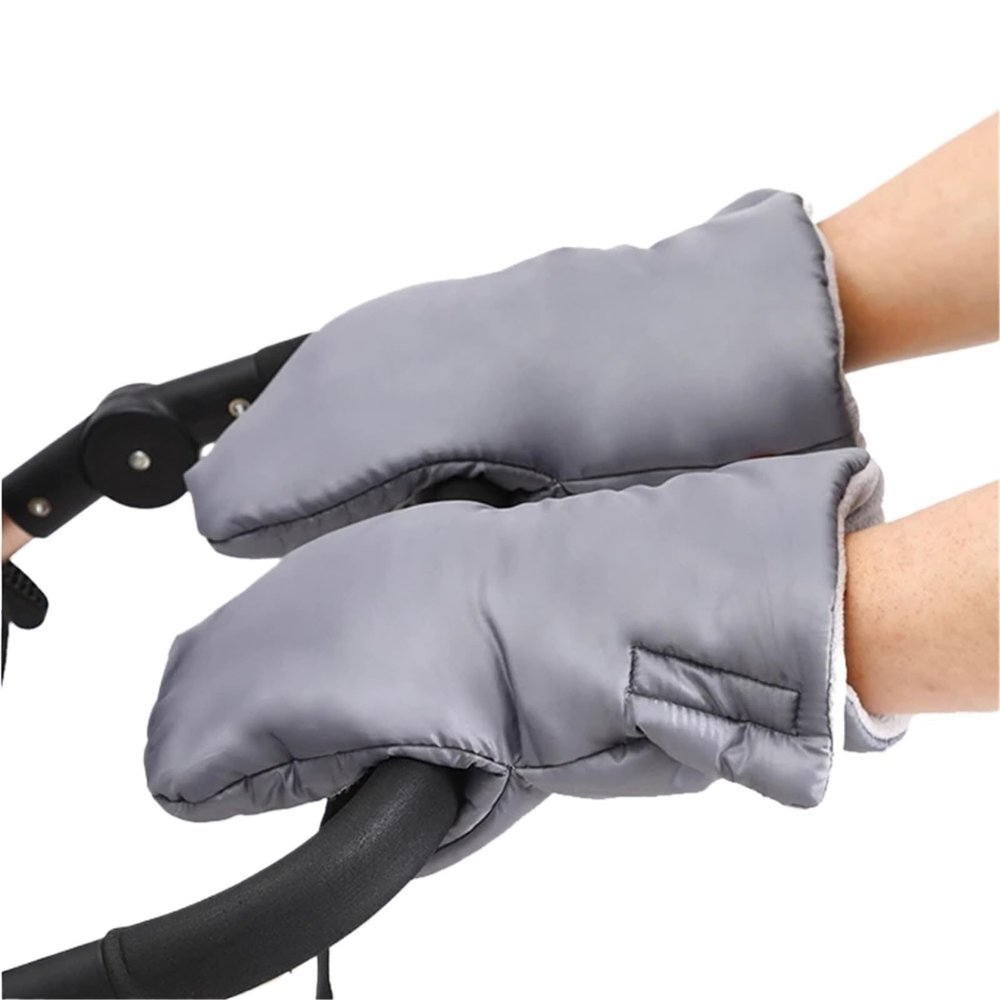 2pair Winter Warm Baby Stroller Gloves Thickened Hand Protection Frostproof Windproof Snowproof Scarf(Gray Gloves)