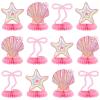 12 Pcs Pink Bow & Seashell Birthday Party Table Decor, Pink Bow Honeycomb Centerpieces, 3D Coquette Starfish Seashell Pearl Table Topper for Birthday Bachelorette Bridal Wedding Party Supplies view 1