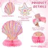 12 Pcs Pink Bow & Seashell Birthday Party Table Decor, Pink Bow Honeycomb Centerpieces, 3D Coquette Starfish Seashell Pearl Table Topper for Birthday Bachelorette Bridal Wedding Party Supplies view 3