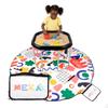 MEKA Tuff Tray Small 28"x28" Black with Stand + Waterproof Sensory Mat 67" White, Activity Tray with playmat for Kids Creative, Messy, Everyday Fun, Children and Toddlers Stuff, Outdoor and Indoor view 1
