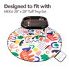MEKA Tuff Tray Small 28"x28" Black with Stand + Waterproof Sensory Mat 67" White, Activity Tray with playmat for Kids Creative, Messy, Everyday Fun, Children and Toddlers Stuff, Outdoor and Indoor view 2