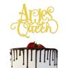 Aries Queen Cake Topper - Aries Birthday Decorations - February March Birthday Decorations Gold view 1