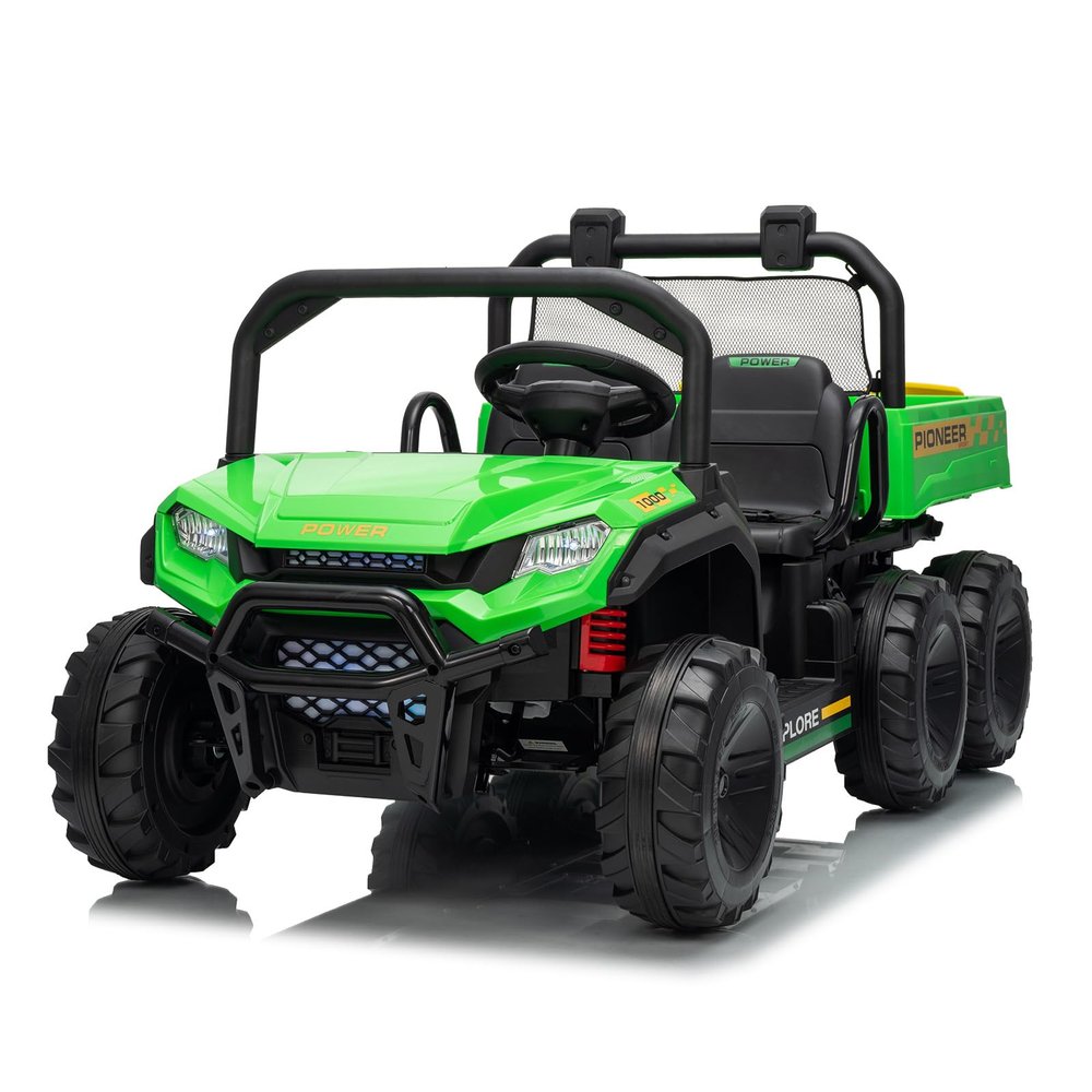 24V 4WD Electric Ride-on Dump Truck for Kids, 2-Seater with Parental Remote Control, 3 Speeds, All-Terrain Off-Road Toy Car for Boys Girls, Green