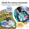MEKA Tuff Tray Small 28"x28" Black with Stand + Waterproof Sensory Mat 67" Blue, Activity Tray with playmat for Kids Creative, Messy, Everyday Fun, Children and Toddlers Stuff, Outdoor and Indoor view 3