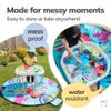 MEKA Tuff Tray Small 28"x28" White with Stand + Waterproof Sensory Mat 67" Blue, Activity Tray with playmat for Kids Creative, Messy, Everyday Fun, Children and Toddlers Stuff, Outdoor and Indoor view 3
