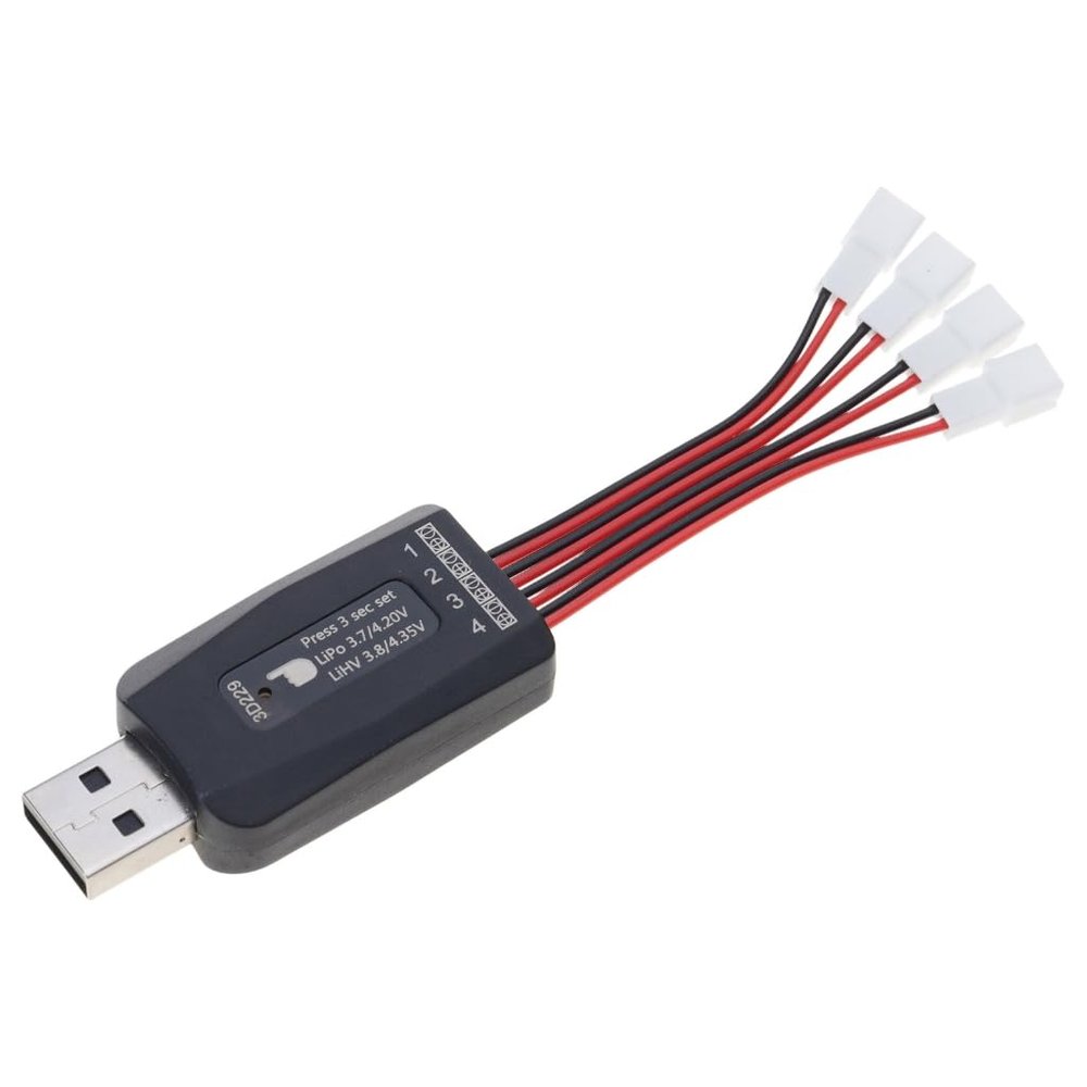 ECVGHD 4Channel USB Charging Station for LiPO3.7V LiHv3.8V Batteries Charger Adapter