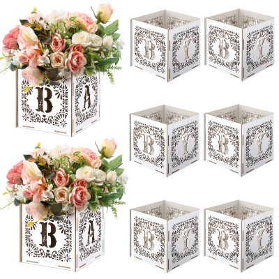 Amyhill 6 Pcs Cielito Lindo Party Decorations Baby Shower Wood Mexican Flower Baby Boxes with Letters Papel Picado Table Centerpieces for Gender Reveal Birthday Fiesta Party Table Decor, 6 x 6 Inch