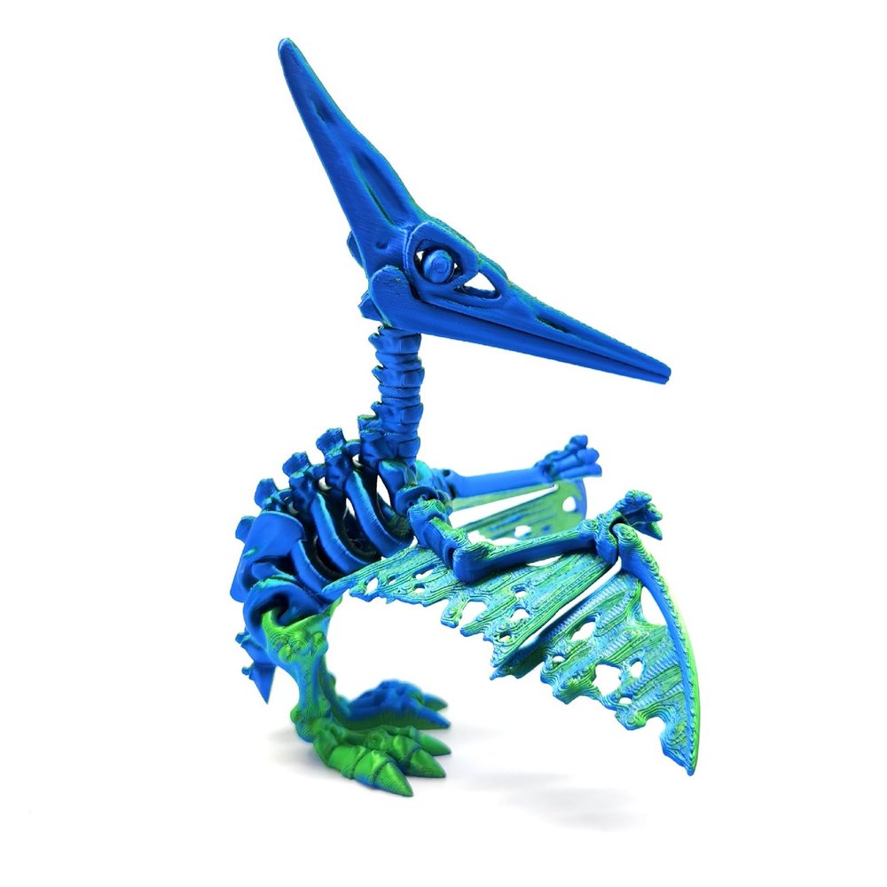 3D Printer Toys 3D Printed Toy Skeleton Pterosaur Articulated for Stress Relief Home Office Decompression Decor Executive Desk Toys-Blue Green||18cm/7.1in