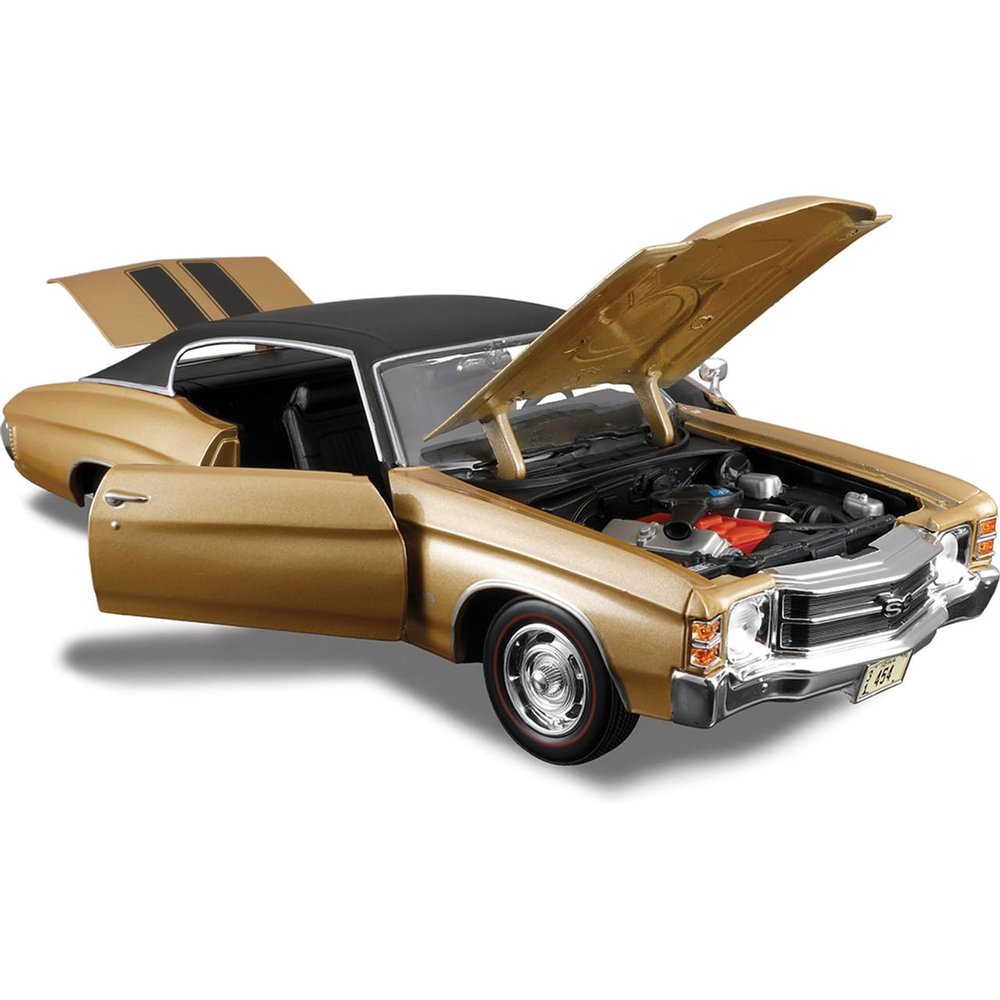 1971 Chevelle SS 454 Sport Gold Metallic with Black Top and Black Stripes Special Edition 1/18 Diecast Model Car 31890GLD