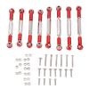 8Pcs Metal Steering Linkage for WPL C14 C24 B14 MN D90 D91, RC Car Aluminum Alloy Servo Link Pull Rod, Adjustable Steering Linkage with Upgraded Textured Design, Replacement (Red) view 1