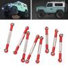 8Pcs Metal Steering Linkage for WPL C14 C24 B14 MN D90 D91, RC Car Aluminum Alloy Servo Link Pull Rod, Adjustable Steering Linkage with Upgraded Textured Design, Replacement (Red) view 4