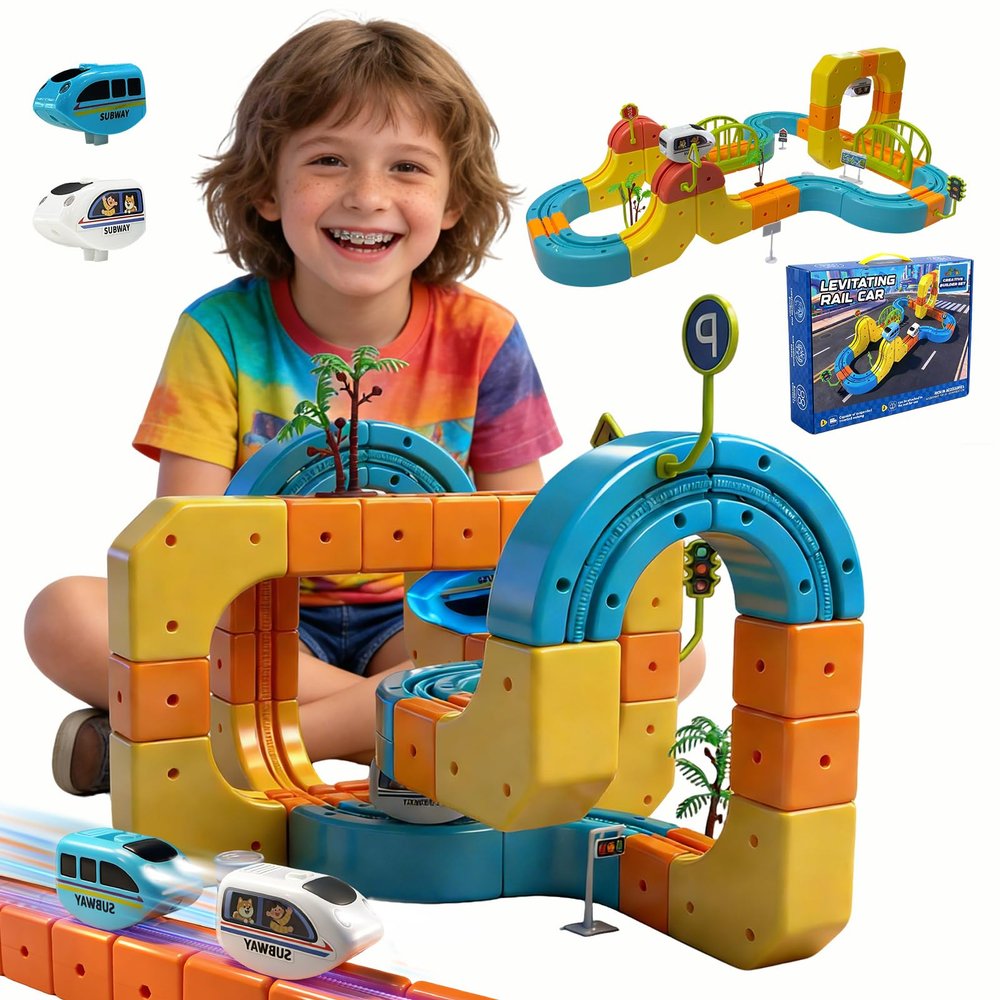 Cube Track Fusion Toy, klick Rail Electric Train Set for Kids with Gravity-Defying 3D Infinity Track, Trackfusion Train System & Gravity Tracks, STEM Learning for 3+ (81 PCS(Includes Accessories))