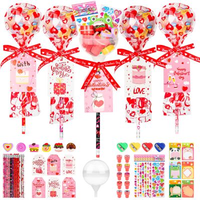 24Pack Giant Lollipop Birthday Goodie Bags Stationery Set Return Gifts for Birthday Party with Cards Pencils Stickers Erasers Stampers Sharpener Candy-Free School Boys Girls Party Favors Easter Gifts
