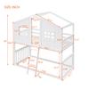 Twin Over Twin House Bunk Bed with Ladder - Wood White - House Shaped Playhouse - Family-Friendly Bedroom Decor view 2
