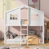 Twin Over Twin House Bunk Bed with Ladder - Wood White - House Shaped Playhouse - Family-Friendly Bedroom Decor view 3