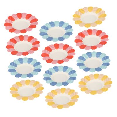 150pcs Flower-shaped Disposable Paper Plates for Party Tableware Decorative Dessert Plates in Red Yellow Blue for Birthday and Outdoor Events
