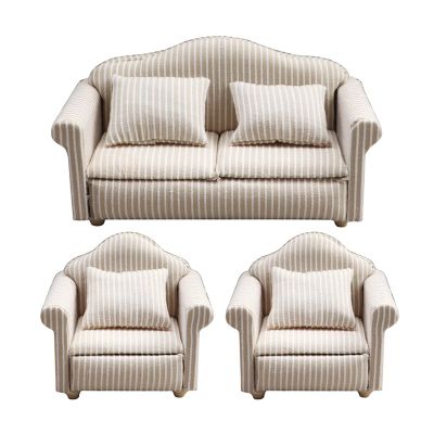 1:12 Dollhouses Miniature Couch Set of 3 Pretend Playing for and Collectors Display Scene Comfortable Furniture