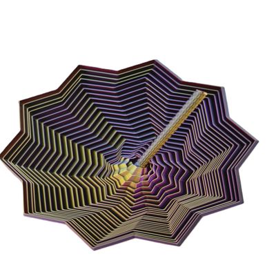 3D Printed Expanded Sensory Fidget Star, Fractal Fidget Hexagon with Handles, New Star Shaped Fidget Toys for Office Desktop Decompression Toys ,Multi-Color (Purple-Golden-Black(6.9In))