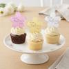 12pcs Happy Mothers' Day Cupcake Toppers Red Pink Rosegold Cupcake Decorations Mirror Acrylic Flower Shape Happy Mothers' Day cake Decorations I Love you mom Cake Party Supplies Gifts view 2