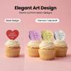 12pcs Happy Mothers' Day Cupcake Toppers Red Pink Rosegold Cupcake Decorations Round Mirror Acrylic with Happy Mothers' Day cake Decorations I Love you mom Cake Party Supplies Gifts view 3