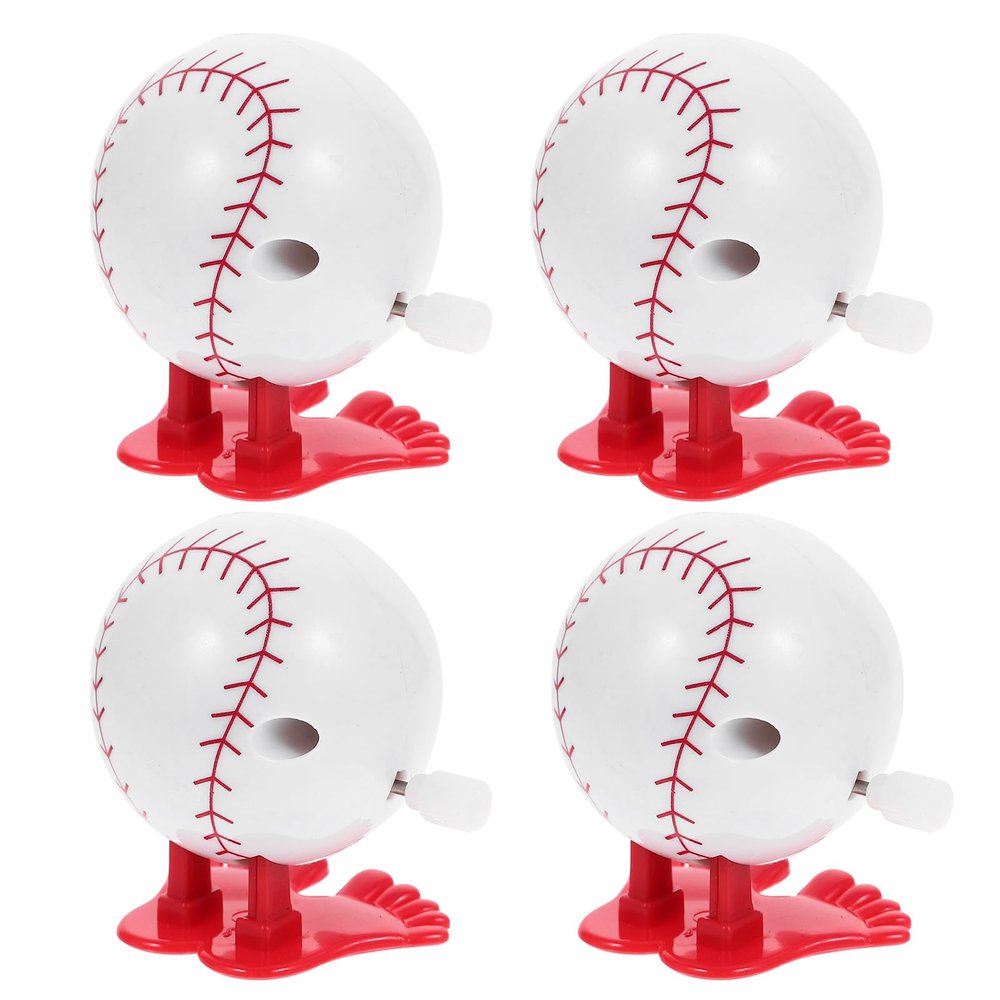 Beaupretty 4Pcs Wind-up Clockwork Sports Balls Energy-Saving Jumping Baseball with Smooth Edges Safe and Playthings for Party Favors Classroom Rewards and Festive Fun