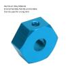 4PCS 1/10 RC Wheel Hex Hubs Nut 14mm, Aluminum Wheel Hex Drive Hub for AMMRA Big Rock Typhon Senton, RC Upgrade Part with 4 Set Screws 4 Pins Right Angle Wrench, Durable Lightweigh (Blue) view 2