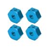 4PCS 1/10 RC Wheel Hex Hubs Nut 14mm, Aluminum Wheel Hex Drive Hub for AMMRA Big Rock Typhon Senton, RC Upgrade Part with 4 Set Screws 4 Pins Right Angle Wrench, Durable Lightweigh (Blue) view 3