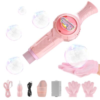 Fog Bubble Machine,Elastic Smoke Bubble Machine,Rechargeable Automatic Smoke Bubble Maker,Colorful Lights & Music,Magic Fog Bubble Wand Summer Christmas Birthday (A-Pink)