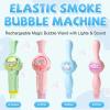 Fog Bubble Machine,Elastic Smoke Bubble Machine,Rechargeable Automatic Smoke Bubble Maker,Colorful Lights & Music,Magic Fog Bubble Wand Summer Christmas Birthday (A-Pink) view 2