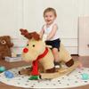 KEIKI Moose Ride-On Rocking with Lullaby Song, Hand Puppets, Safety Belt, Plush Rocking Horse for Ages 1-3, Interactive Kids Rocker, Apricot view 1