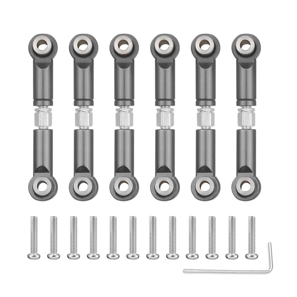 6PCS Metal Linkage Pull Rod Front/Rear Servo Link Tie Rod for Wltoys A949 A959 A969 A979 K929 1/18 RC Car Spare Parts confident(Titanium)