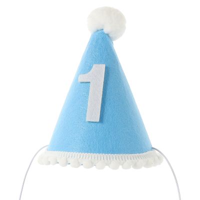 Beaupretty Birthday Hat Felt Party Headwear Lightweight Photo Prop Blue for Boys Celebration