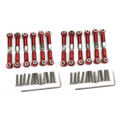Bloepum 12Pcs Adjustable Metal Linkage Pull Rod Front/Rear Servo Link for A949 A959 A969 A979 K929 RC Car