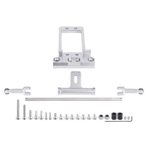 BTA Servo Mount with Full Hydraulic Steering Cylinder Compatible with 1/10 RC Crawler Vanquish Wraith Axle RR10 SMT10 Roll Cage DIY(Silver)