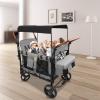 PSUFURV 4 Seater Wagon Stroller for Jeep Wrangler Deluxe, Foldable Double Push Bar Wagon for Kids with 5-Point Harnesses and Sun Visor Baby Wagons for Garden Camping view 4