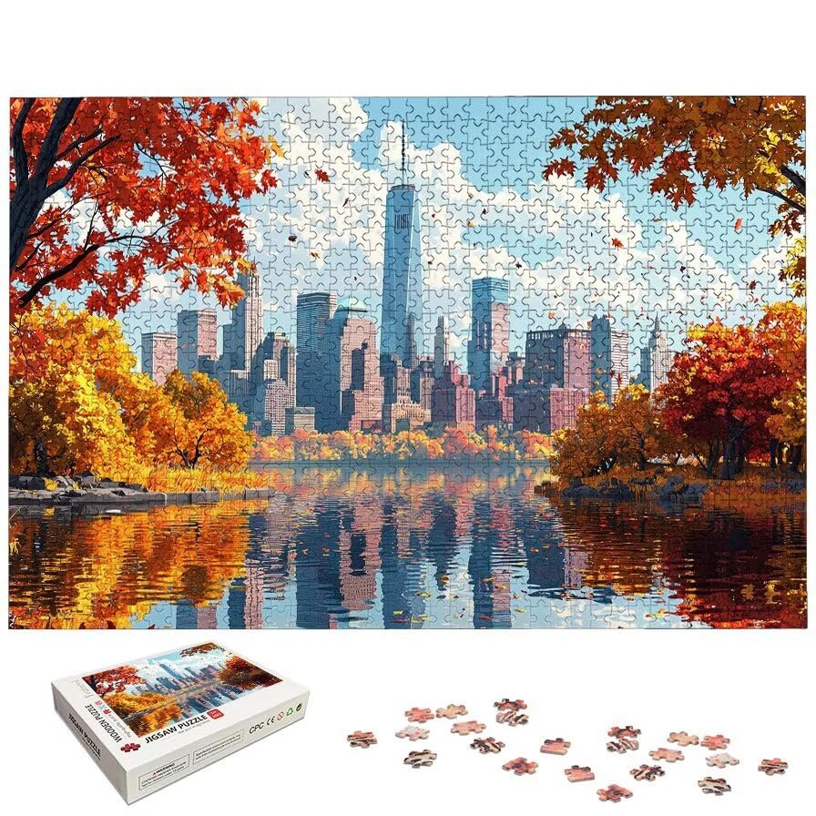 New York Puzzle 2000 Pieces, Landscape Puzzles for Adults 2000 Pieces, Wooden Puzzle for Adults, Jigsaw Puzzles with Exquisite Packaging Box, Challenging Game for Families, Gifts for Women/Men, -5067