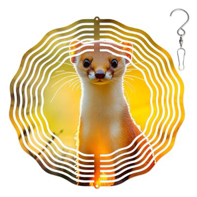 10-Inch Metal Wind Spinner 3D Yellow Weasel Wind Spinner, Unique Metal Hanging Kinetic Wind Sculpture Ornament Gifts for Women Yard Art Garden Patio Lawn Indoor Outdoor Decor (1)