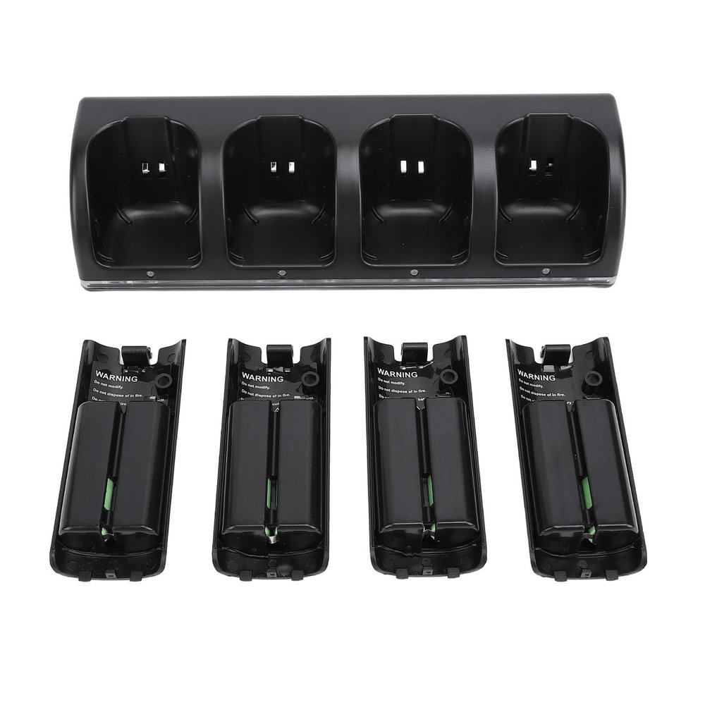 Estink Remote Controller Charger Station, Charge 4 Controllers Simultaneously with 4x2800mAh Rechargeable Batteries, for Remote Controllers (Black)