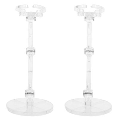 2pcs Transparent Action Figure Support Stands for Models Heavy Duty Display Base for Collectors Sturdy Clear Doll Holders with Flexible Posing for Tabletop Display